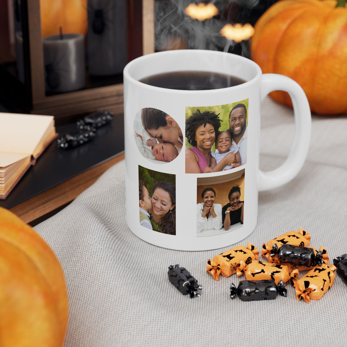 Custom Photo Collage 11 oz Ceramic Coffee Mug, Personalized Photo Gift for Mom, Grandma Birthday Gift, Tea Cup Coffee Lover