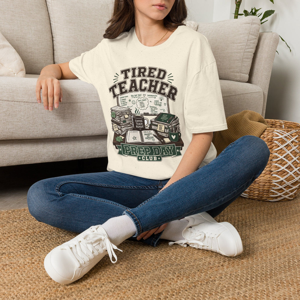 Back to School | Tired Teacher T-Shirt | Prep Day Club, Books & Lesson Plan Design