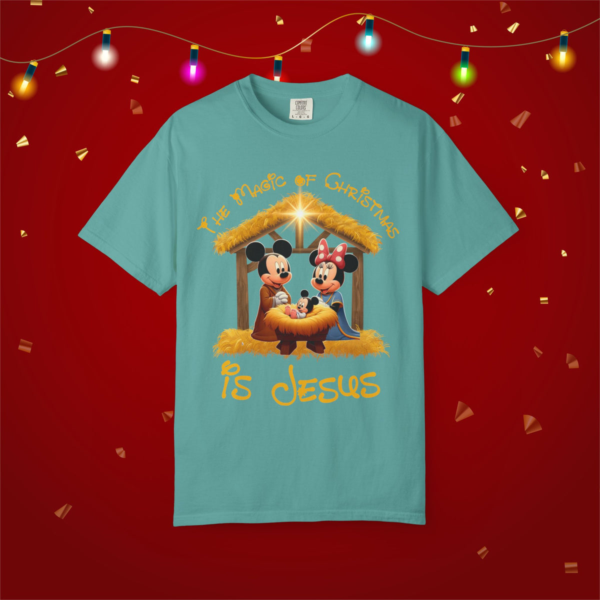 Comfort Colors Jesus Mickey Magic Family Matching Shirts Greatest Gift of all Nativity Shirt Christian Christmas Religious Shirt Bible Verse
