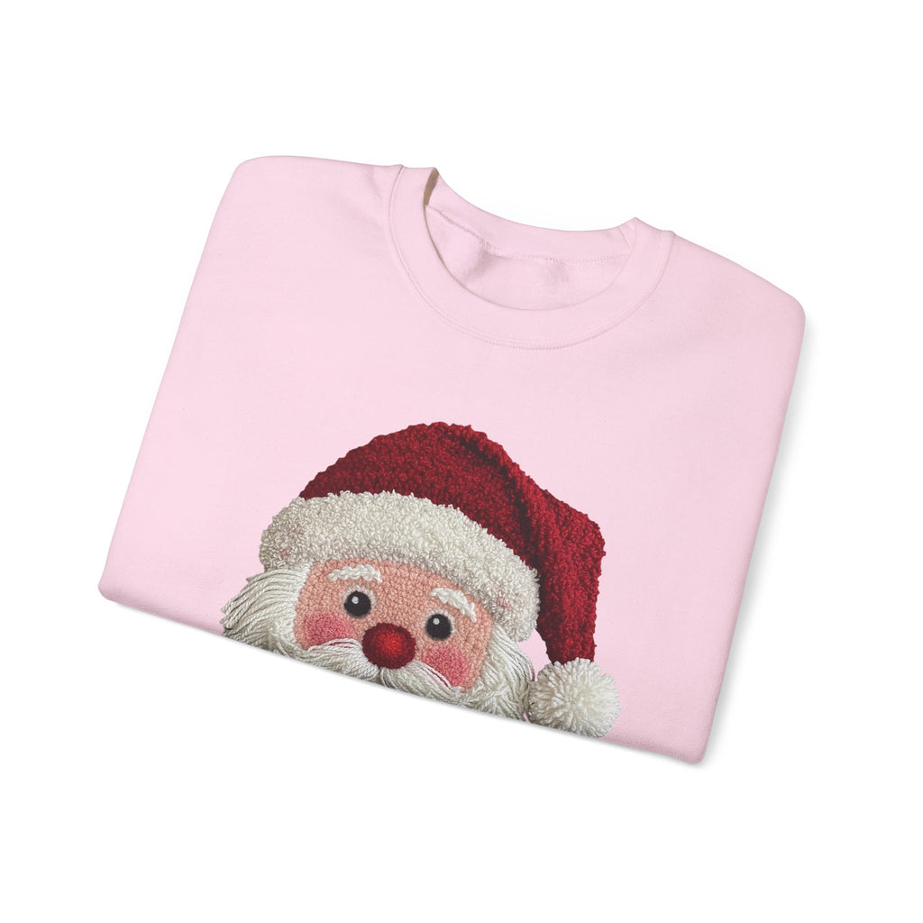 Yarn Look Crochet Santa Sweatshirt,  Viral Faux Latch Hook Christmas Shirt, Cute Holiday Sweater, Plus Size Available