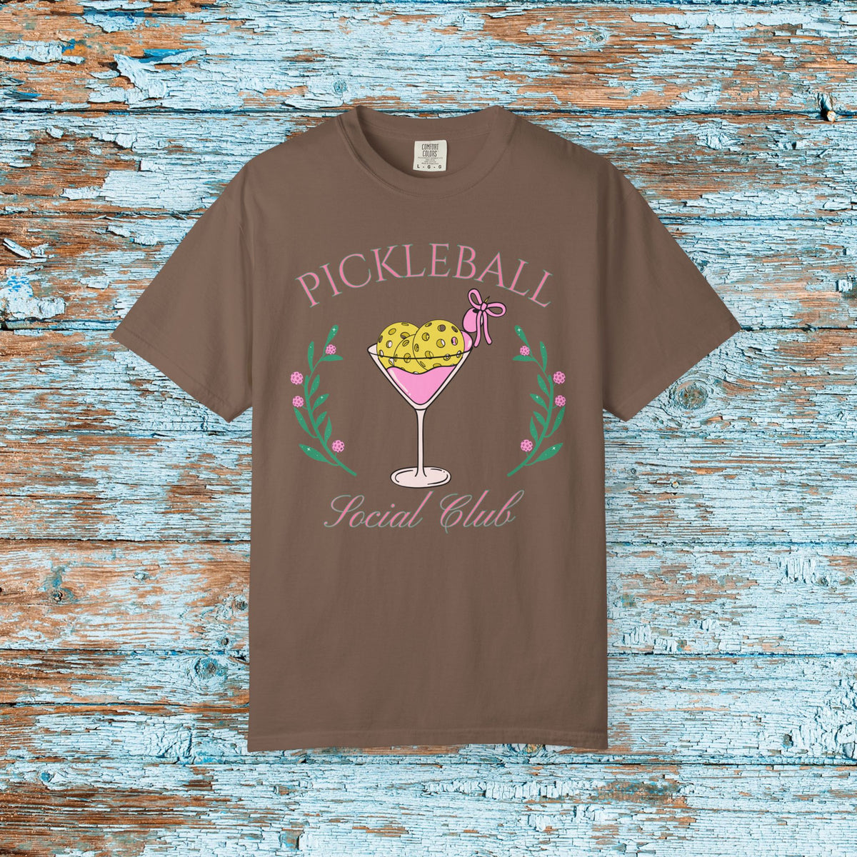 Pickleball Funny Comfort Colors Shirt Pickleball Social Club Coquette Bow Cocktail Shirt for Her Him Mom Team Pickleball Lover Player Gift