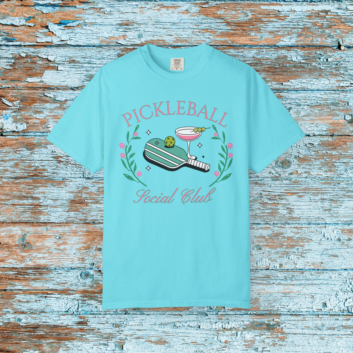 Pickleball Funny Comfort Colors Shirt Pickleball Social Club Coquette Bow Cocktail Shirt for Her Him Mom Team Pickleball Lover Player Gift