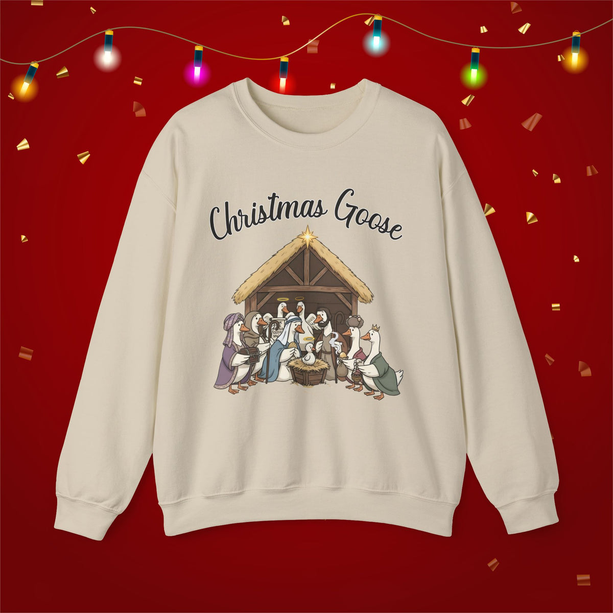 Christmas Goose Nativity Unisex Heavy Blend™ Crewneck Sweatshirt