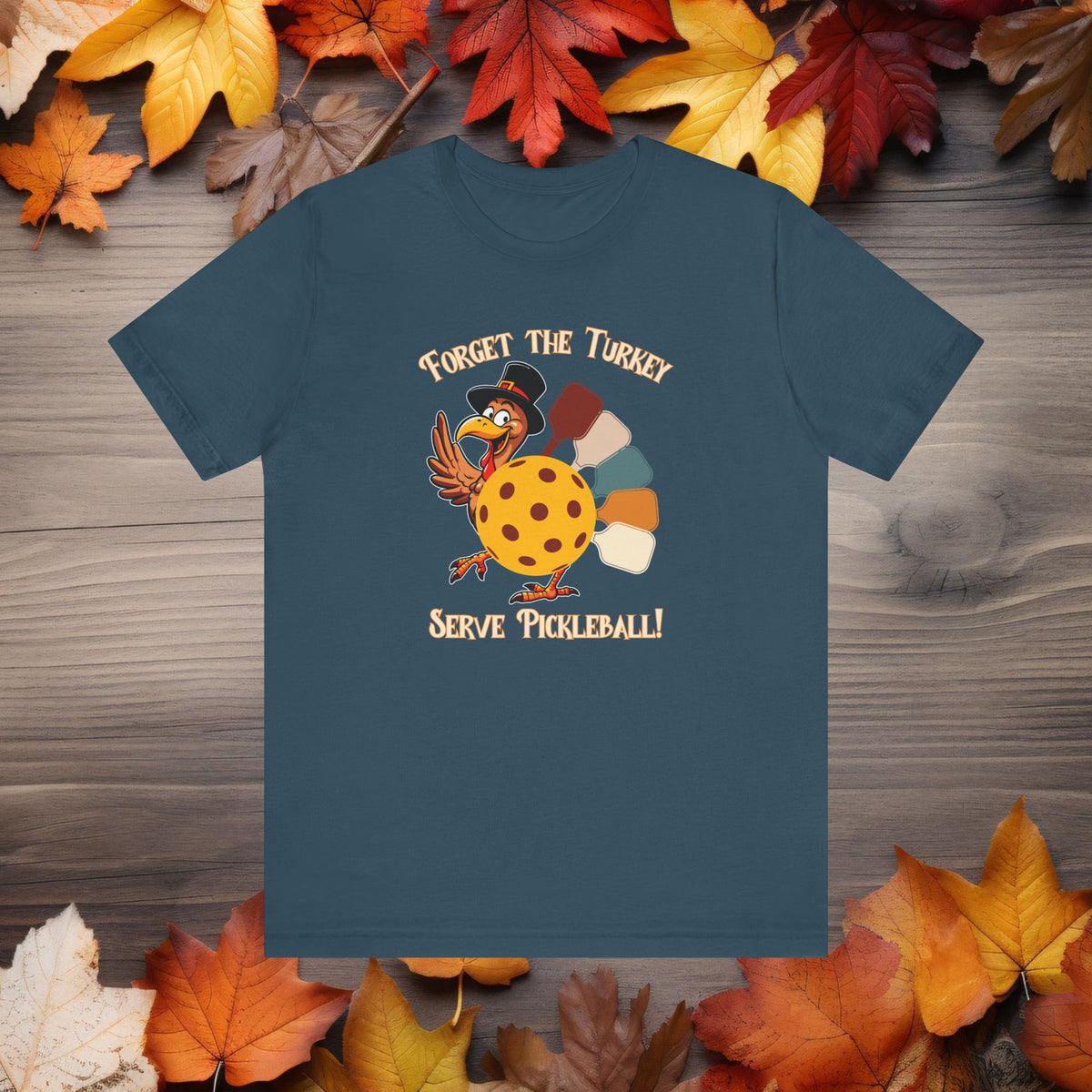 Funny Pickleball Thanksgiving Turkey Shirt Short Sleeve Tee Cute Pickleball Turkey Playing Pickleball Fall Shirt for Pickleball Player