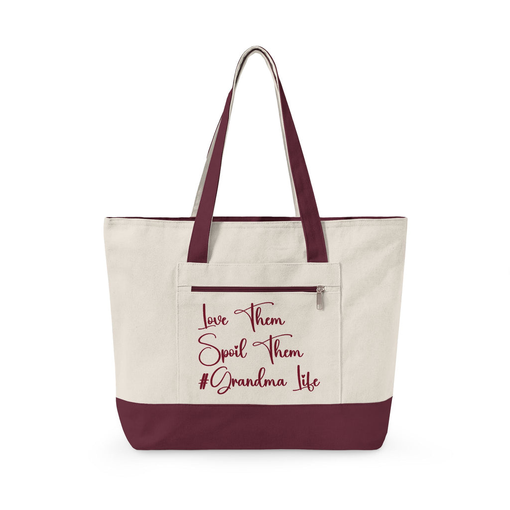 Grandma Things Tote Zippered Canvas Tote | Market Bag, Everyday Carry, Custom Nana, Mimi, Gigi, Gift, Pickleball Bingo Bag for Gram