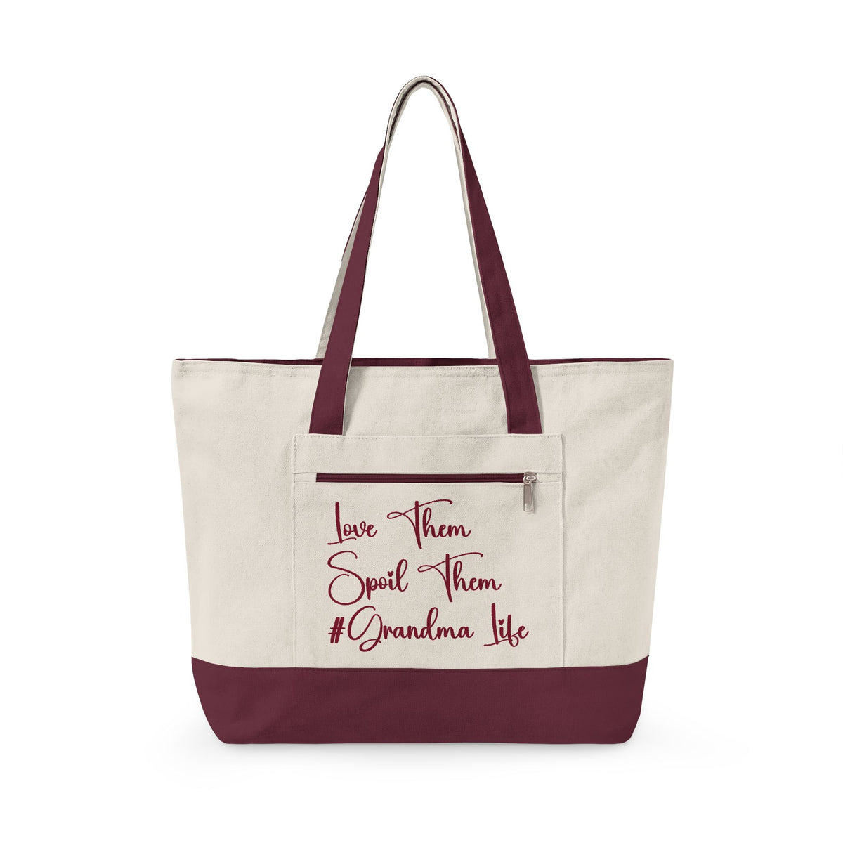 Grandma Things Tote Zippered Canvas Tote | Market Bag, Everyday Carry, Custom Nana, Mimi, Gigi, Gift, Pickleball Bingo Bag for Gram