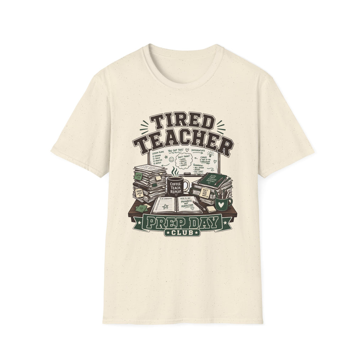 Back to School | Tired Teacher T-Shirt | Prep Day Club, Books & Lesson Plan Design