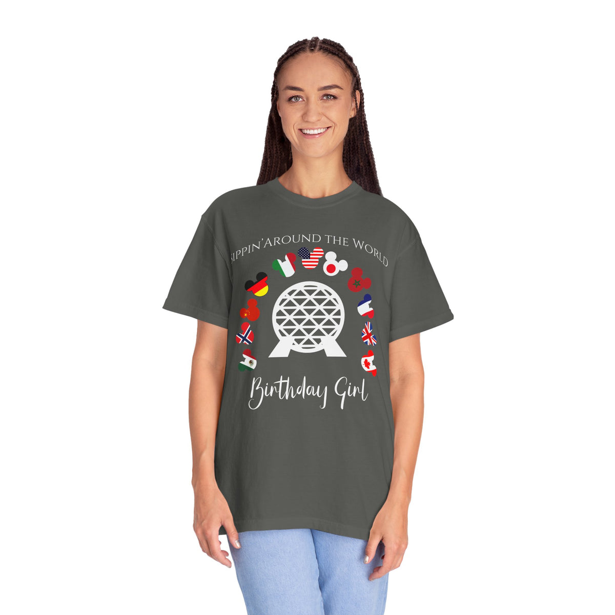 Birthday Girl Custom Disney Epcot World Tour Birthday Comfort Colors Shirt, Drink Around The World, World Traveler Food and Wine
