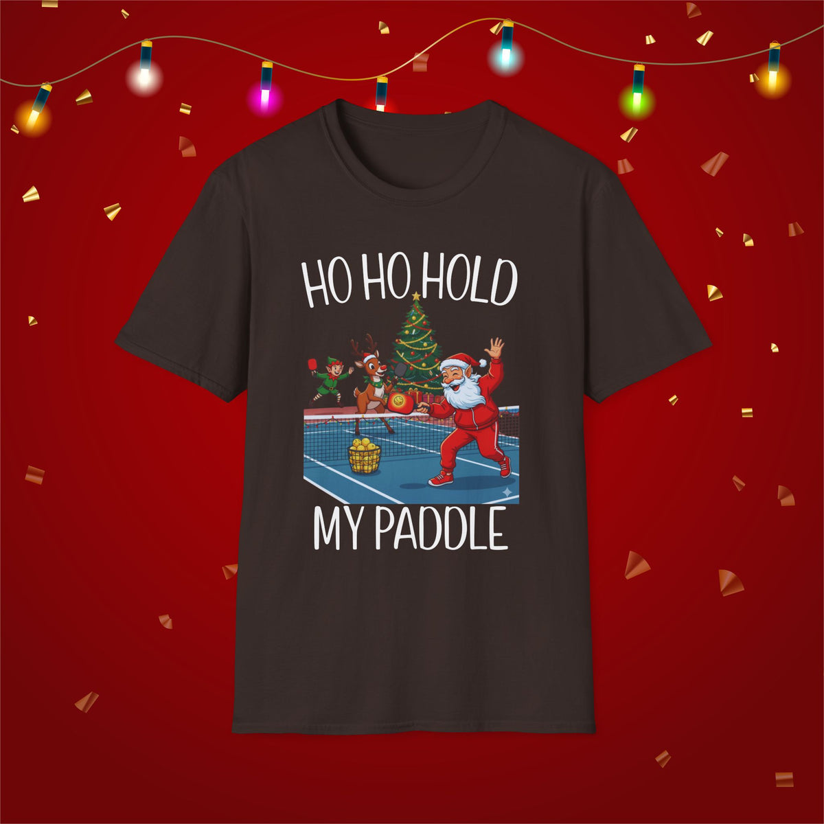 Christmas Pickleball Funny Santa Ho Ho Hold My Paddle Unisex Softstyle T-Shirt Team Shirt for Mom Grandma Dad Favorite Player Gift Xmas Gift