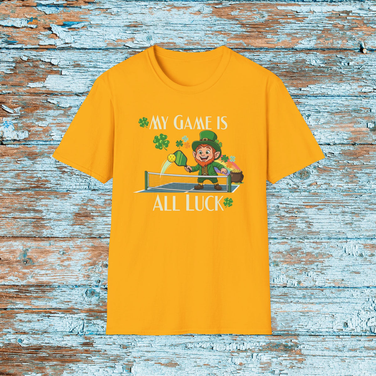 Funny Pickleball T Shirt, Game is ALL Luck, Lucky St Patricks Day Pickleball Tee, Leprechaun Pickleball Gift, Player Shirt