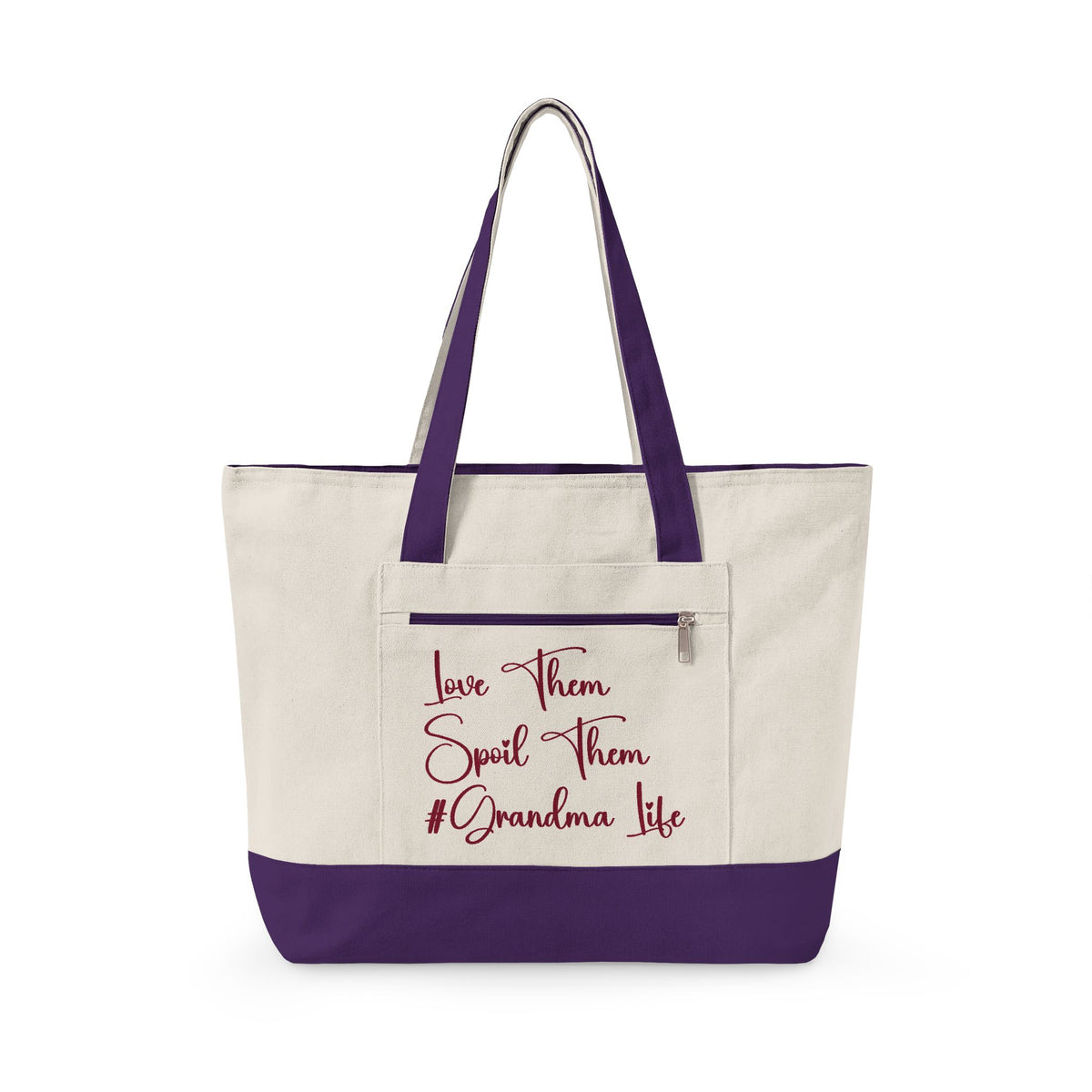 Grandma Things Tote Zippered Canvas Tote | Market Bag, Everyday Carry, Custom Nana, Mimi, Gigi, Gift, Pickleball Bingo Bag for Gram