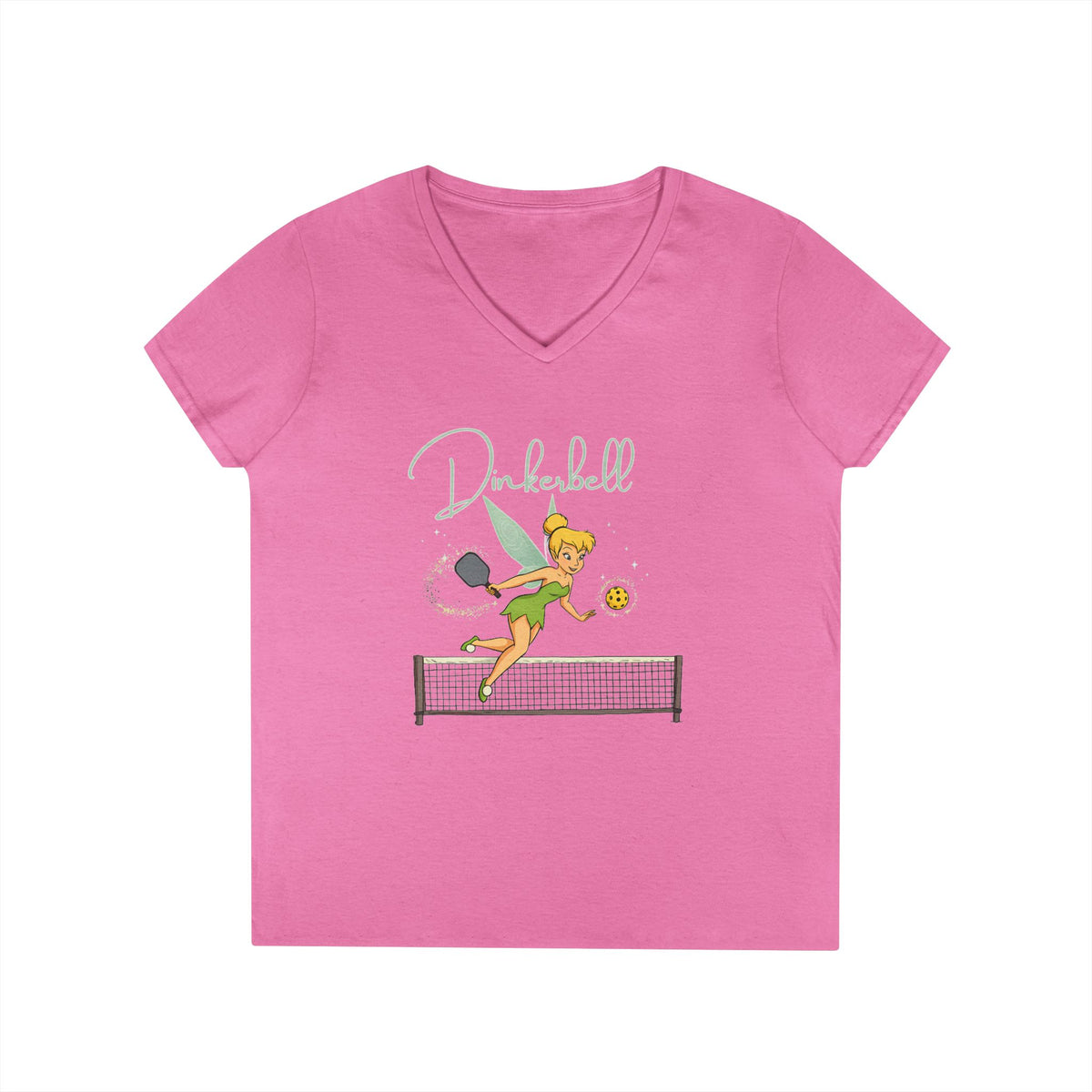 Dinkerbell Funny Pickleball Team Name Custom Ladies' V-Neck T-Shirt for Tourney for Doubles Team Pickleball Outfit Pickleball Gear