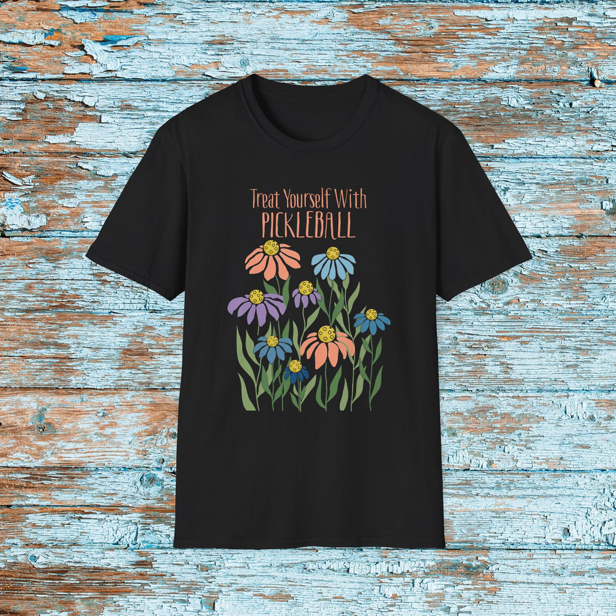 Treat Yourself With Pickleball Shirt, Boho Floral Pickleball Tee, Pickleball Gift for Women, Gift for Mom, Bestie, Partner Matching Team