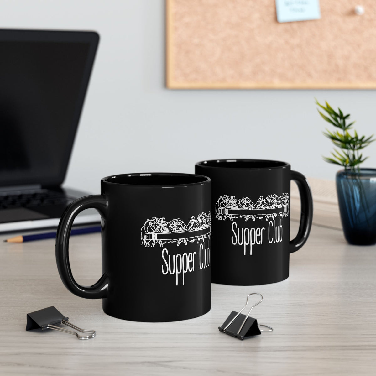 Supper Club Last Supper Jesus Black Mug (11oz, 15oz) Easter Gift Baptism Christian Gift for Small Group Christian Home Decor