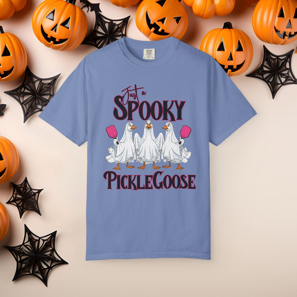 Pickleball Spooky Goose Comfort Colors Halloween Silly Goose Ghost Shirt Scary Geese Playing Pickleball Boo Trick or Treat Fall Shirt
