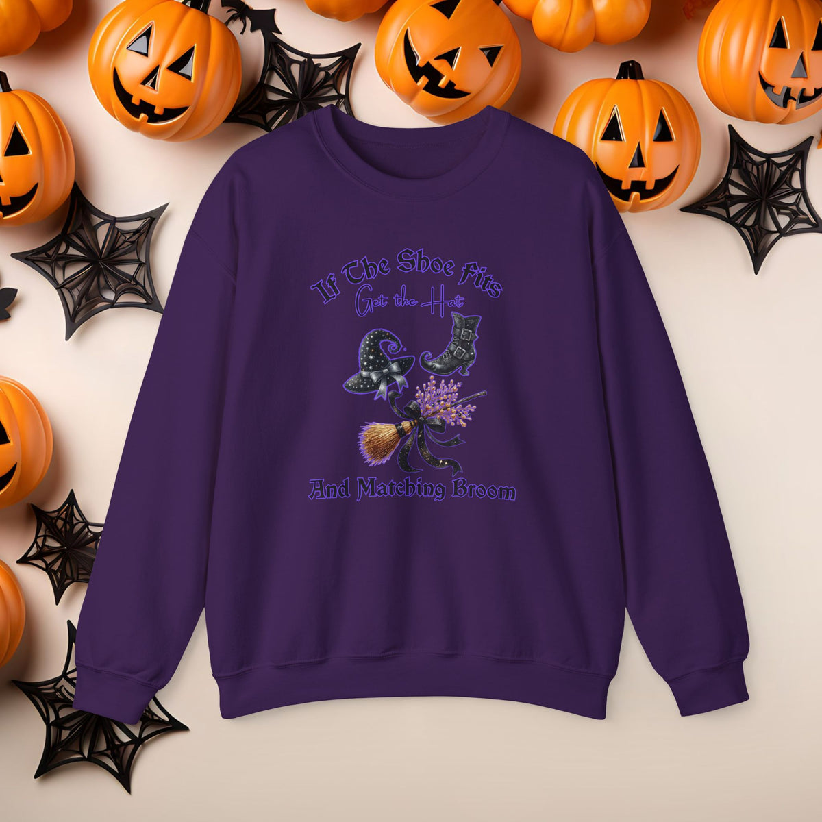 Funny Halloween Witch Hat Coquette Bow Ride the Broom Crewneck Cute Fall Fun Spooky Pumpkin Cozy Season Sweatshirt