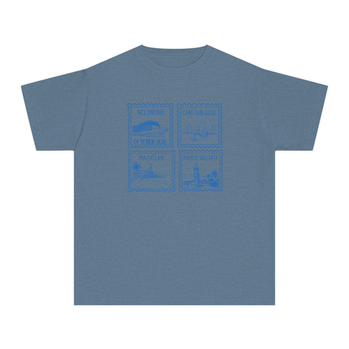 Custom Stamp Cruise Matching Family Kids Youth Tee Comfort Colors