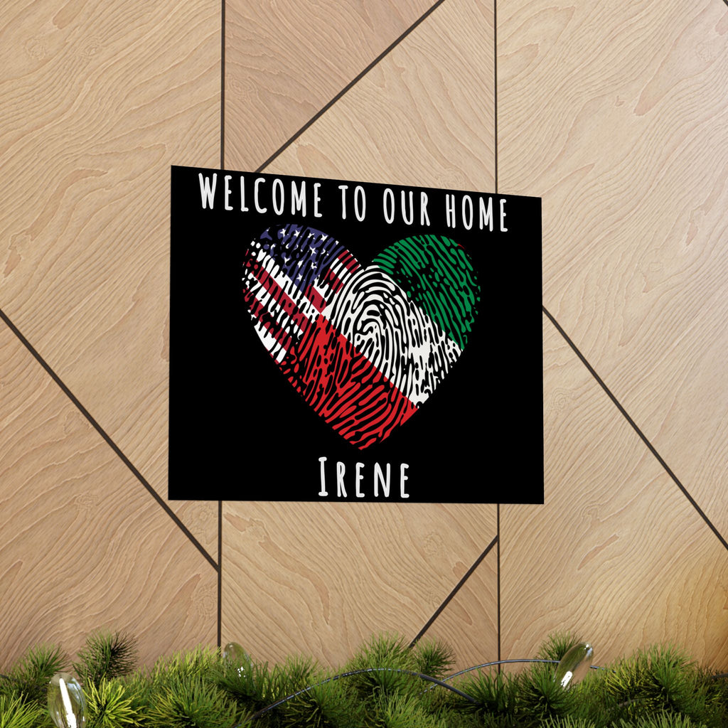 Exchange Student Welcome Airport Poster Custom Matte Horizontal Poster to Personalize with Any Two Flags Phrase and Name Dorm Room Decor