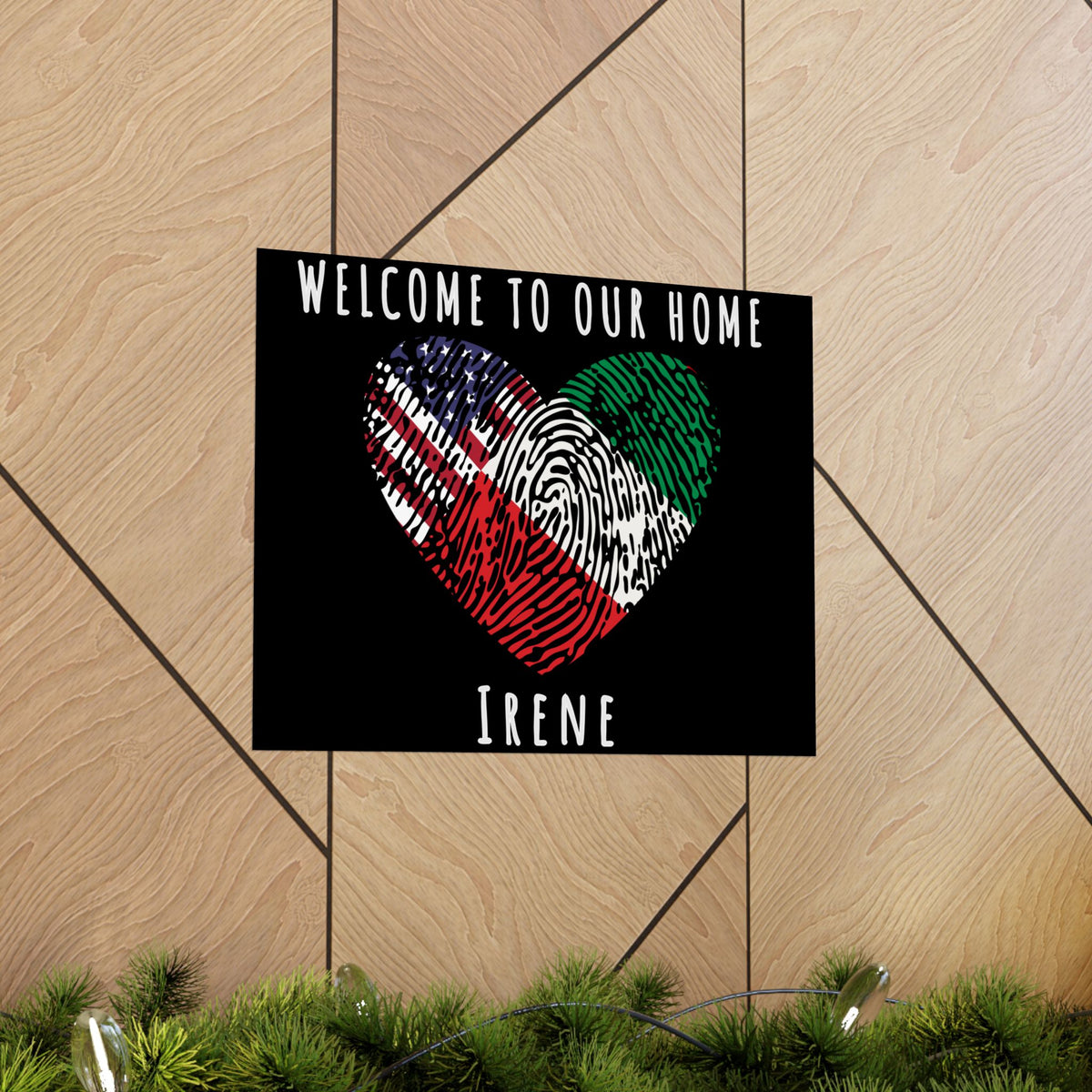 Exchange Student Welcome Airport Poster Custom Matte Horizontal Poster to Personalize with Any Two Flags Phrase and Name Dorm Room Decor