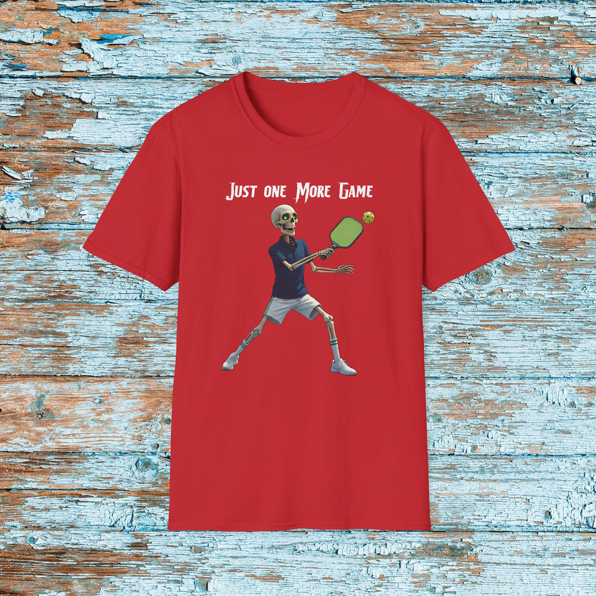 Funny Pickleball Skeleton Just One More Game Retirement Shirt for Dad Mom Gift for Pickleball Lover Player Matching Shirts Team Shirt