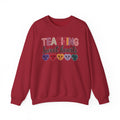 Teaching Sweethearts Faux Yarn Sweatshirt, Valentine Teacher Crewneck, Knitted Look Teacher Valentine Shirt, Gildan 18000