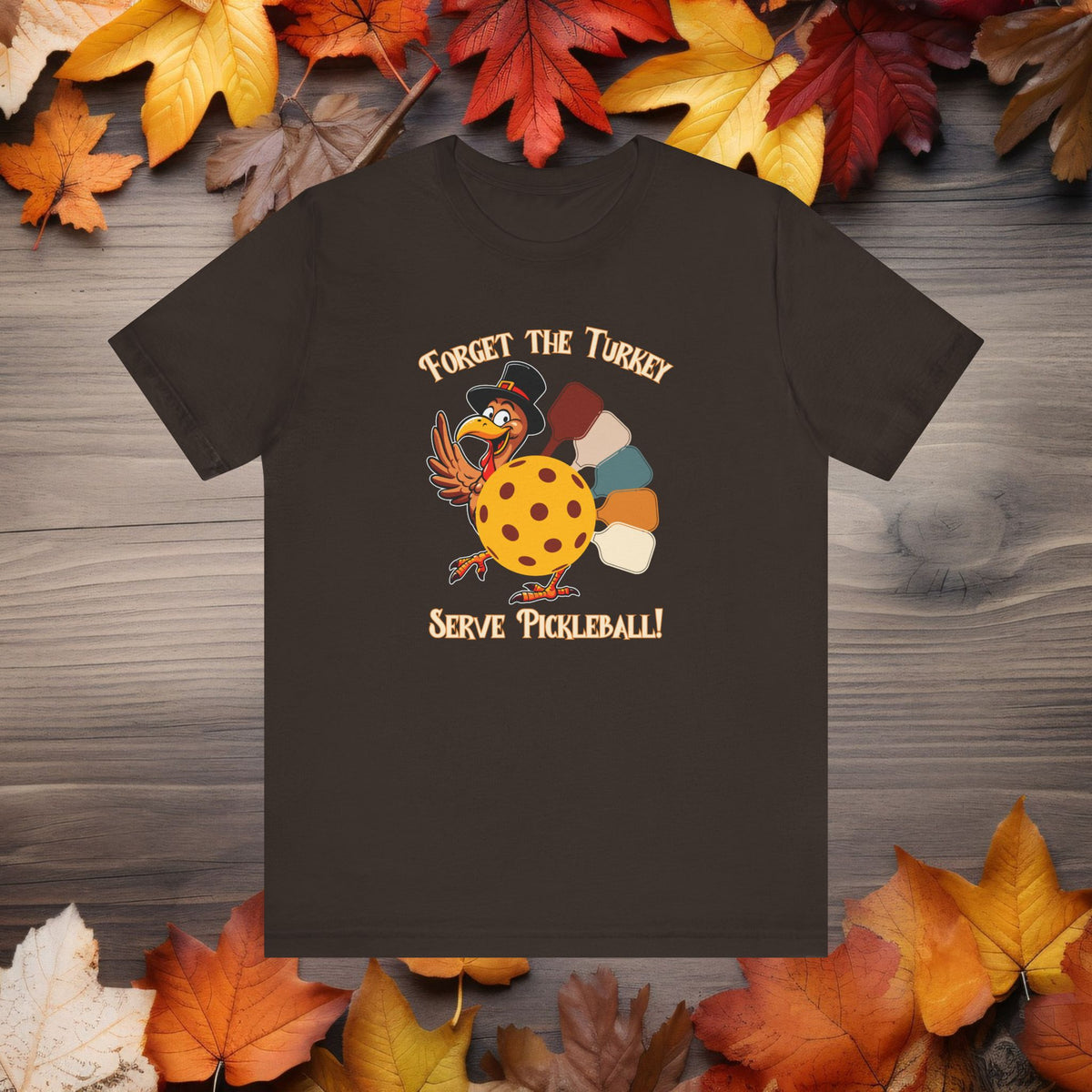 Funny Pickleball Thanksgiving Turkey Shirt Short Sleeve Tee Cute Pickleball Turkey Playing Pickleball Fall Shirt for Pickleball Player