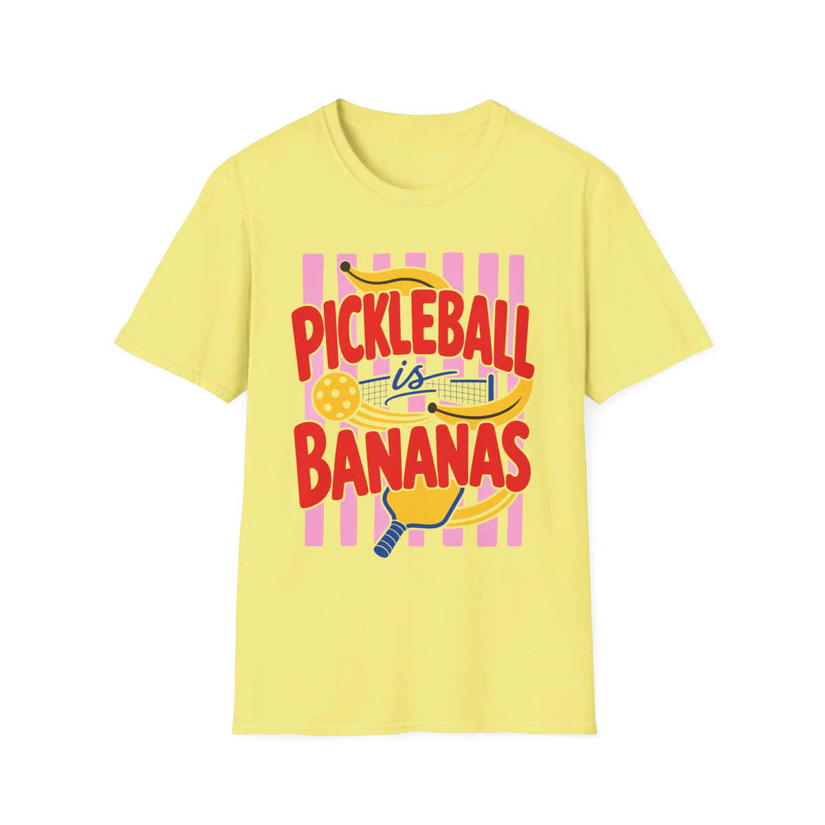 Bananas About Pickleball T-Shirt | Retro Fruits Stripes Design | Pickleball Player Shirt | Pickleball Gift for Mom Her