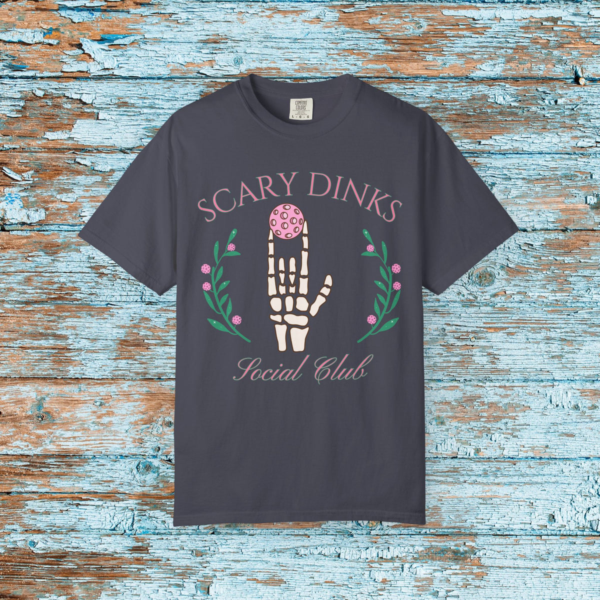 Pickleball Funny Comfort Colors Shirt Scary Dinks Halloween Skeleton Hand Shirt for Her Him Mom Matching Team Pickleball Lover Player Gift