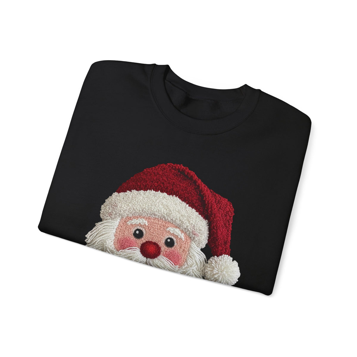 Yarn Look Crochet Santa Sweatshirt,  Viral Faux Latch Hook Christmas Shirt, Cute Holiday Sweater, Plus Size Available