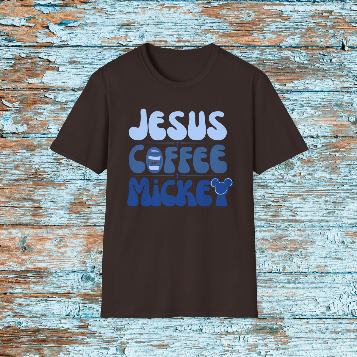Jesus Coffee Mickey Fun Softstyle T-Shirt Perfect gift for Jesus Coffee and Mickey Lover. Church Theme Park Coffee