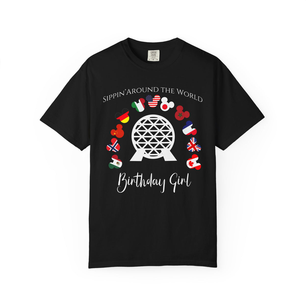 Birthday Girl Custom Disney Epcot World Tour Birthday Comfort Colors Shirt, Drink Around The World, World Traveler Food and Wine