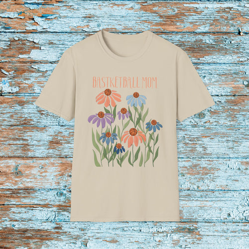 Basketball Mom Shirt, Boho Floral Basketball Mom Tee, Basketball Gift for Women, Gift for Mom, Bestie, Basketball Mama Cheering Shirt