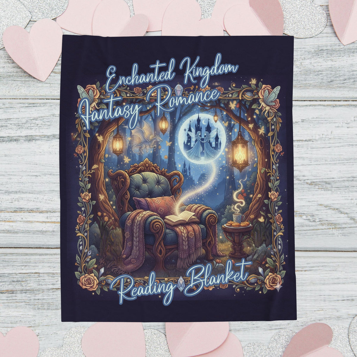 Book Lover Reading Fantasy Romance Velveteen Plush Blanket - Gift for Bookish Girl, Bookclub Best Friend, Daughter, Mom, Wife Cozy, Literary