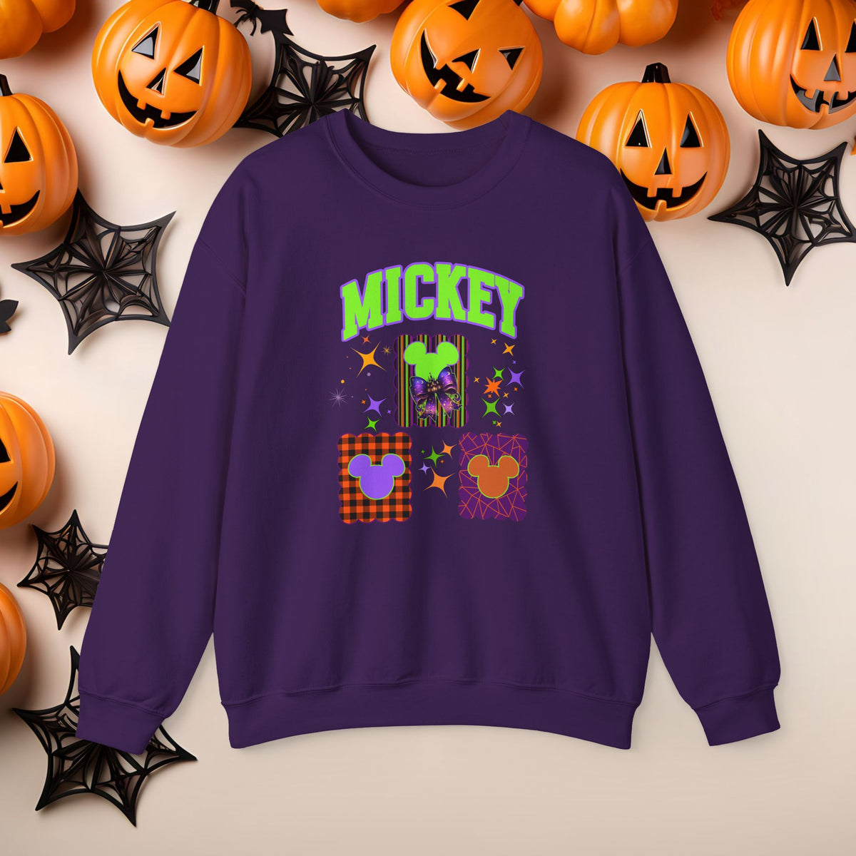 Mickey Halloween Witch Hat Coquette Bow Crewneck Cute Fall Fun Spooky Pumpkin Cozy Season Sweatshirt for Magical Park Not So Scary Party