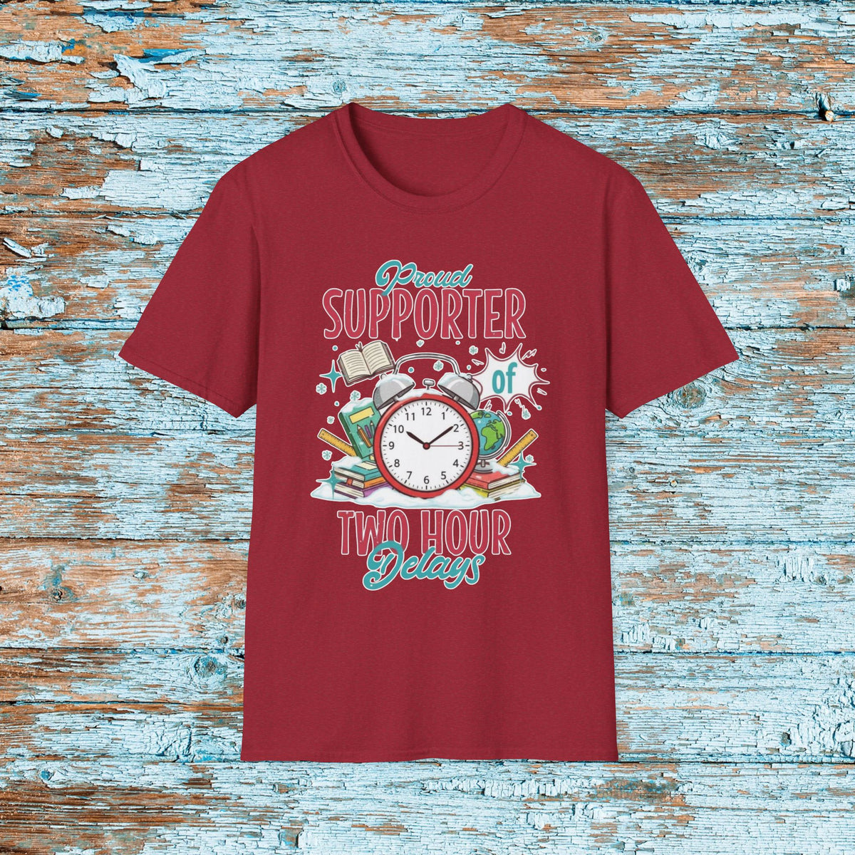 Teacher Two Hour Delay Funny Shirt, Proud Supporter of Two Hour Delays, Humorous Team TShirt, Snow Day, Matching Team