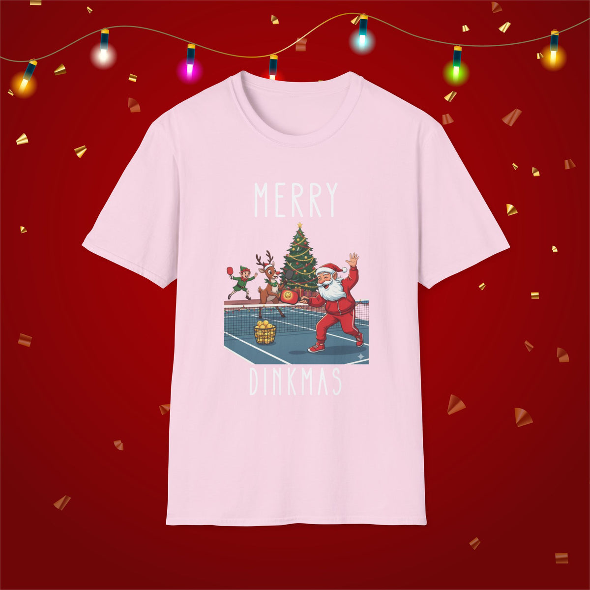 Christmas Pickleball Funny Santa Merry Dinkmas Unisex Softstyle T-Shirt Team Shirt for Mom Grandma Dad Favorite Player Gift Xmas Gift