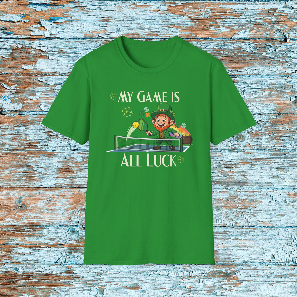 Funny Pickleball T Shirt, Game is ALL Luck, Lucky St Patricks Day Pickleball Tee, Leprechaun Pickleball Gift, Player Shirt