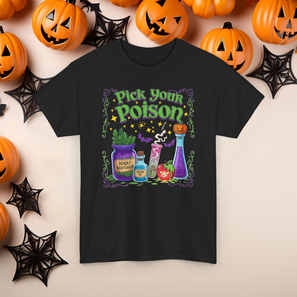 Funny Halloween Villain Viles of Poison Pick Your Poison T-Shirt, Evil Costume Tee, Spooky Shirt, Scary Graphic Tee, Creepy Unisex Top
