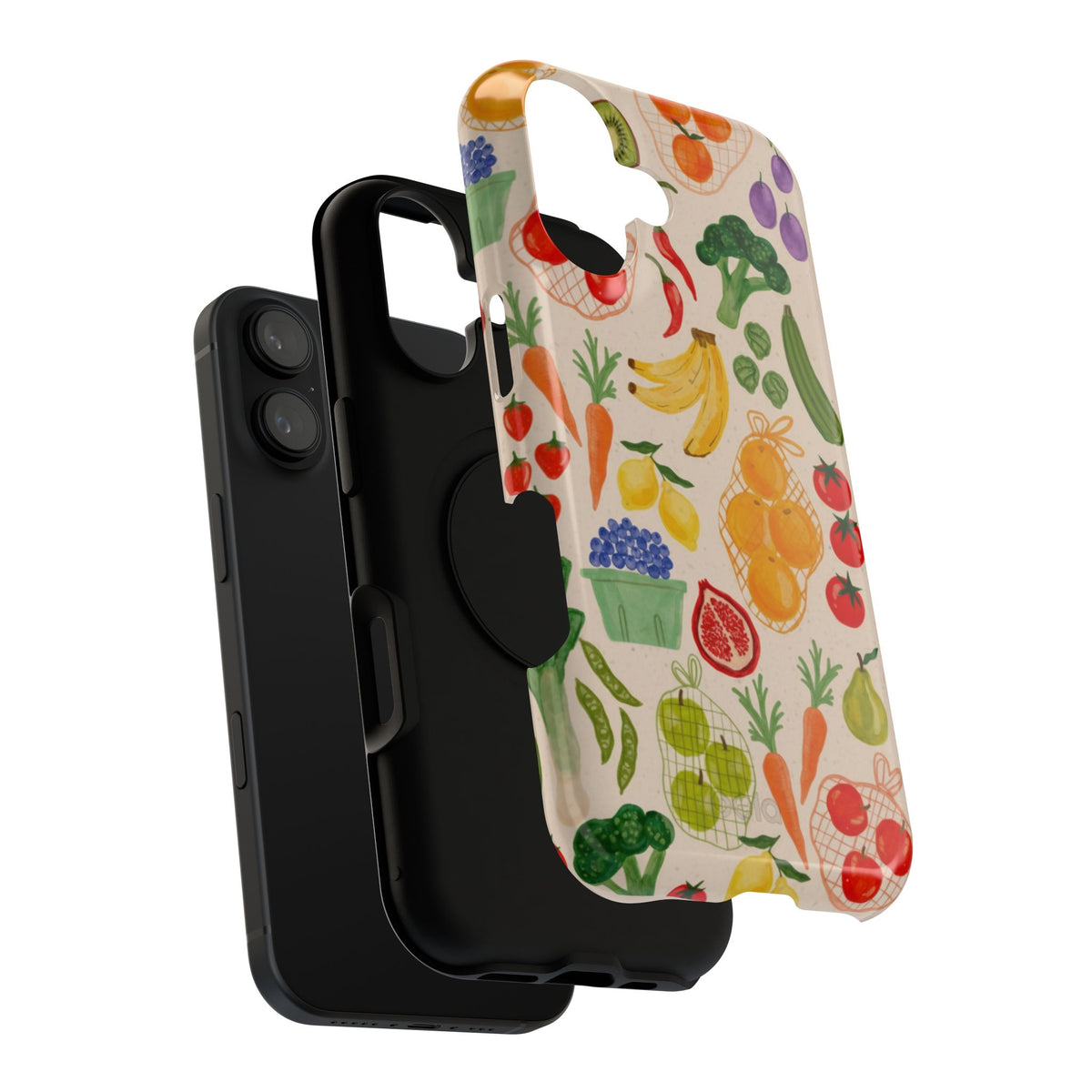 Fruits and Veggies Aesthetic Phone Case | Dual Layer Protective Case | Foodie Art Gift | Illustrated iPhone Case | Garden Art Phone Cover
