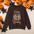 Funny Halloween Pumpkin Reading Bookish Crewneck Cute Fall Fun Pumpkin Cozy Season Sweatshirt Autumn Book Club Shirt for Mom Daughter Bestie