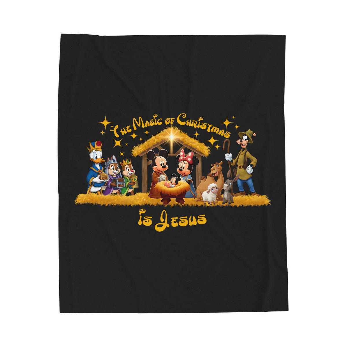 Jesus Mickey Mouse Nativity Blanket, Disney Christmas Blanket, Mickey and Friends Holiday Throw, Cozy Xmas Gift Faith Family Christian Decor
