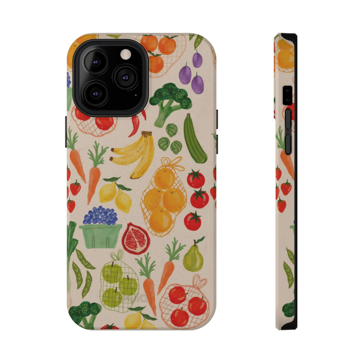 Fruits and Veggies Aesthetic Phone Case | Dual Layer Protective Case | Foodie Art Gift | Illustrated iPhone Case | Garden Art Phone Cover