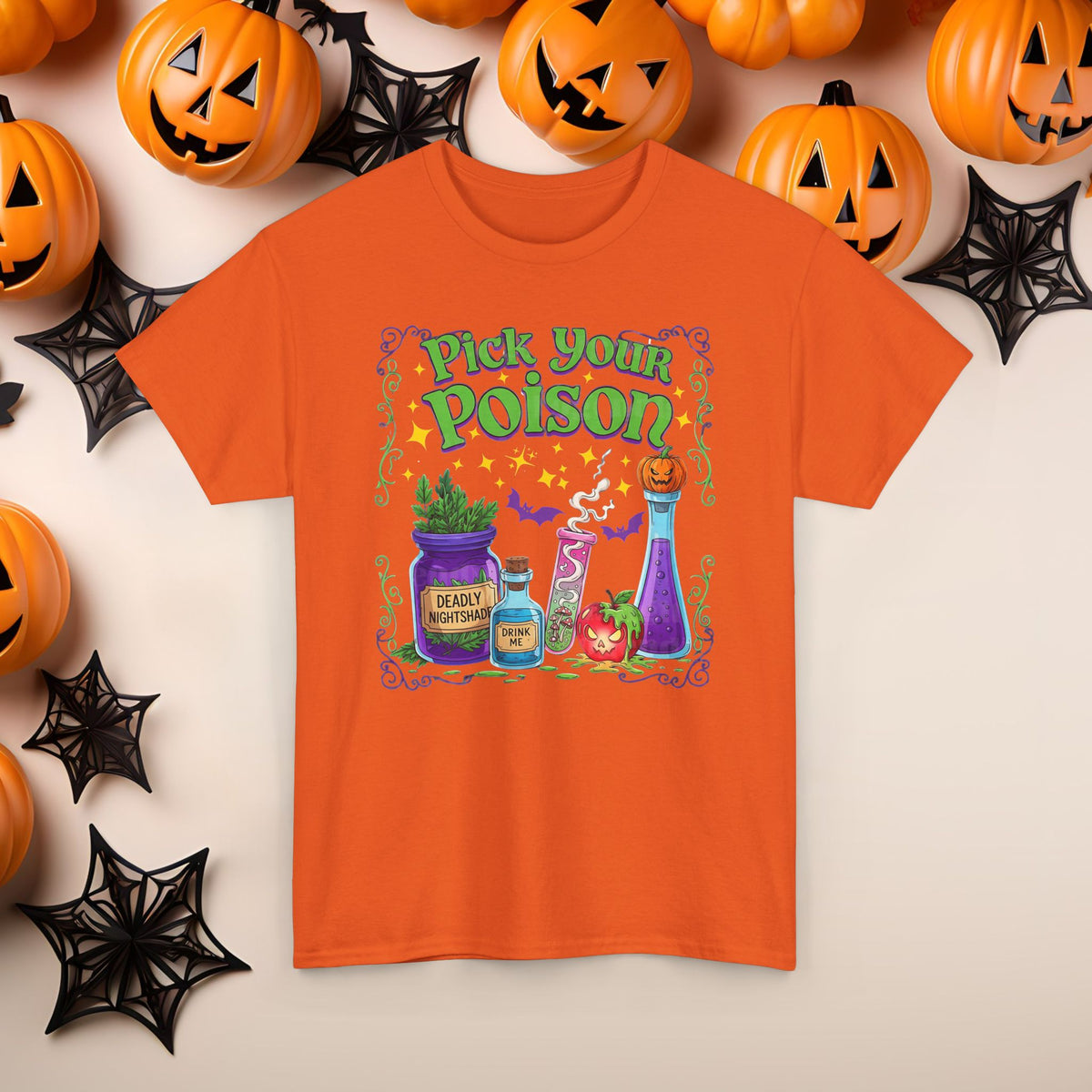 Funny Halloween Villain Viles of Poison Pick Your Poison T-Shirt, Evil Costume Tee, Spooky Shirt, Scary Graphic Tee, Creepy Unisex Top