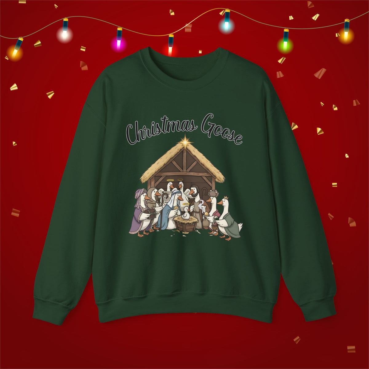Christmas Goose Nativity Unisex Heavy Blend™ Crewneck Sweatshirt