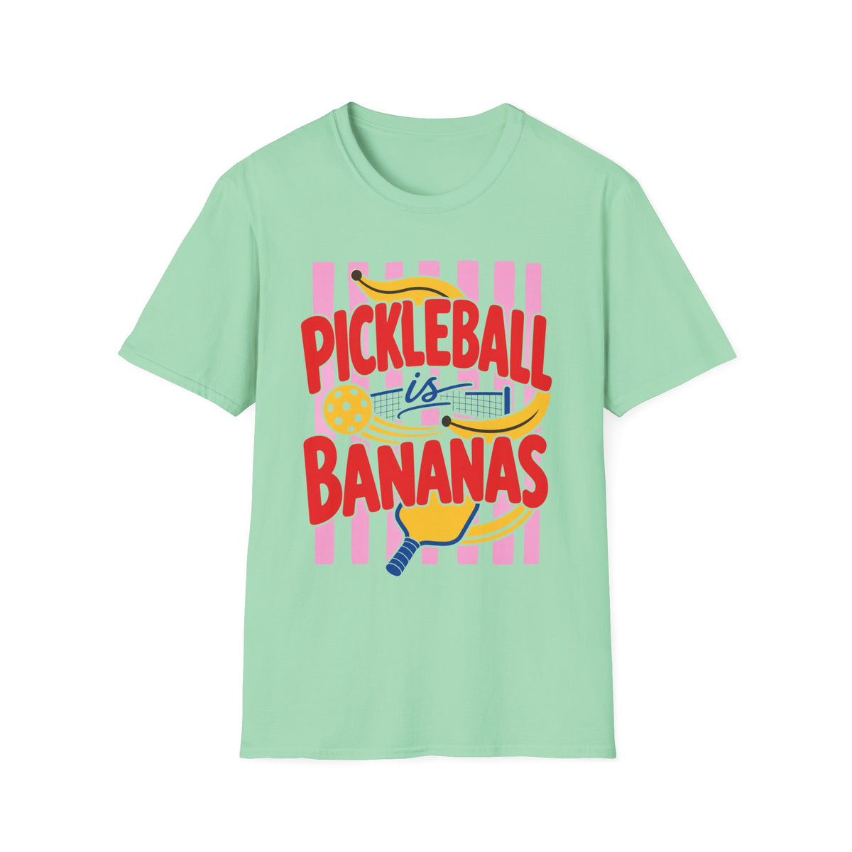 Bananas About Pickleball T-Shirt | Retro Fruits Stripes Design | Pickleball Player Shirt | Pickleball Gift for Mom Her