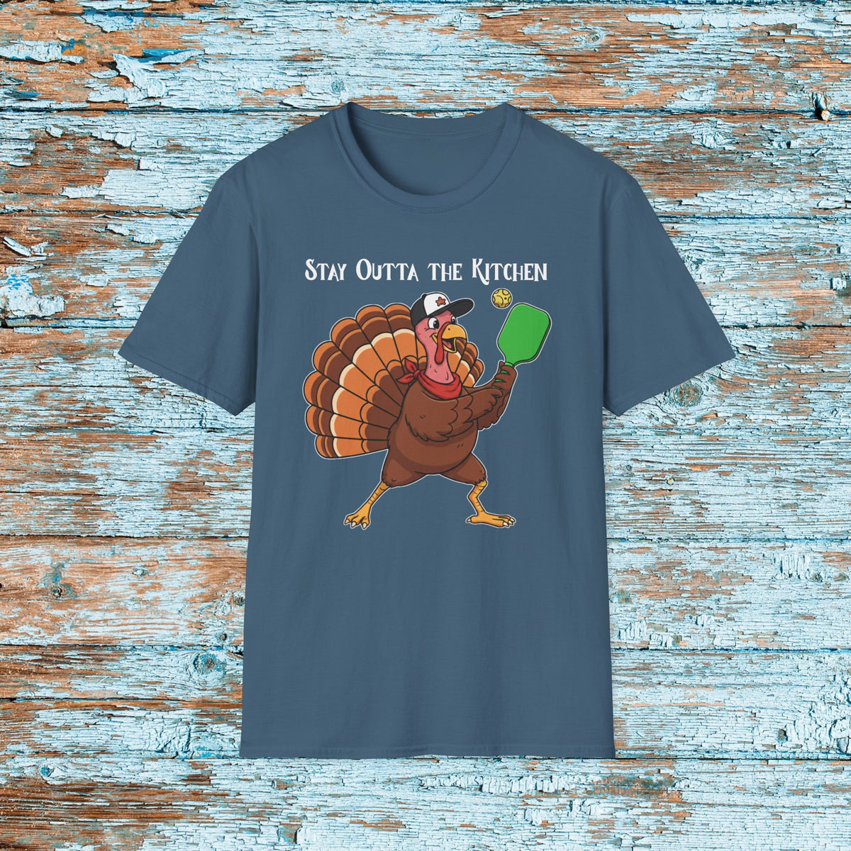 Thanksgiving Pickleball Funny Turkey Paddle Unisex Softstyle T-Shirt Team Shirt for Mom Grandma Dad Favorite Player Gift Matching Shirt