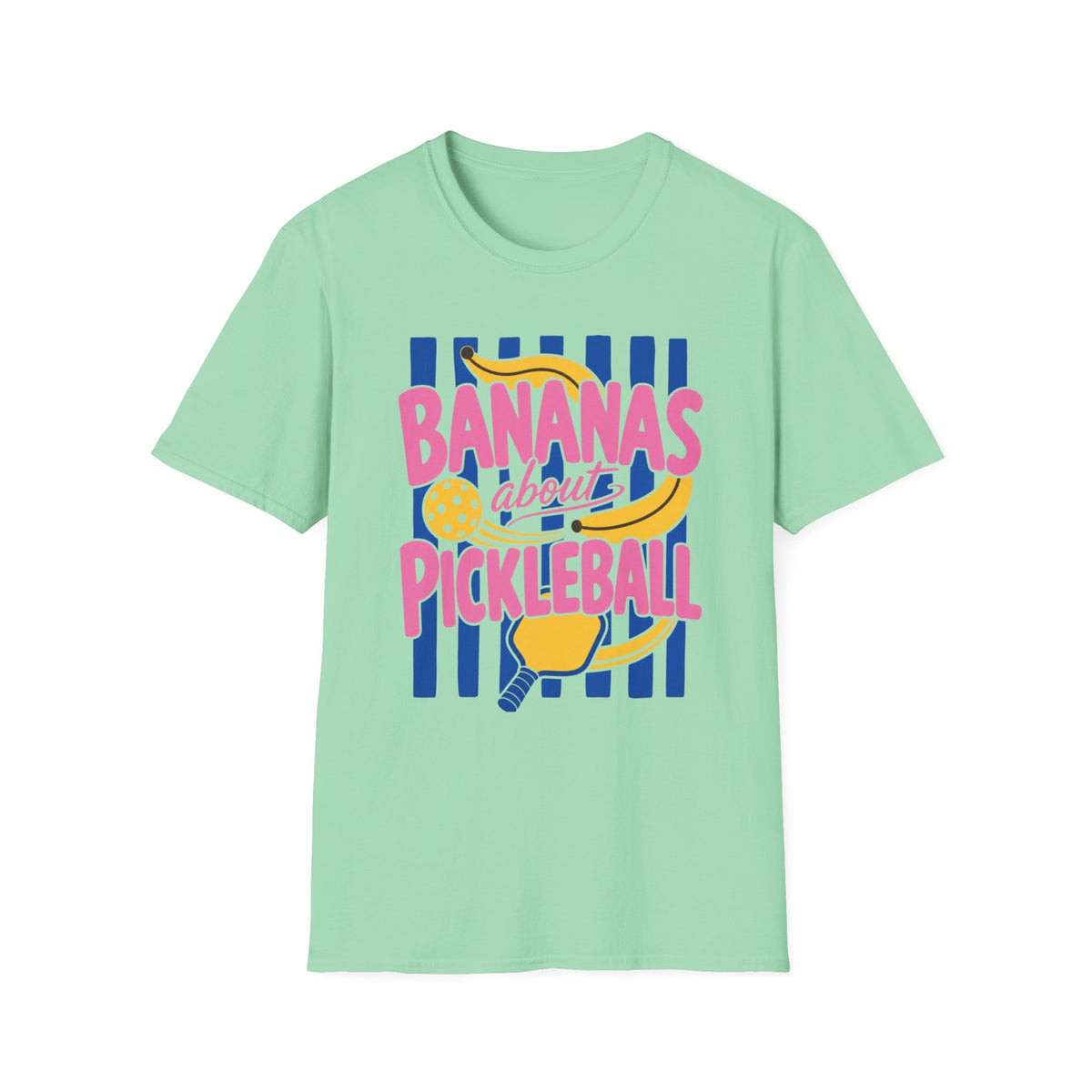 Bananas About Pickleball T-Shirt | Retro Fruits Stripes Design | Pickleball Player Shirt | Pickleball Gift for Mom Her