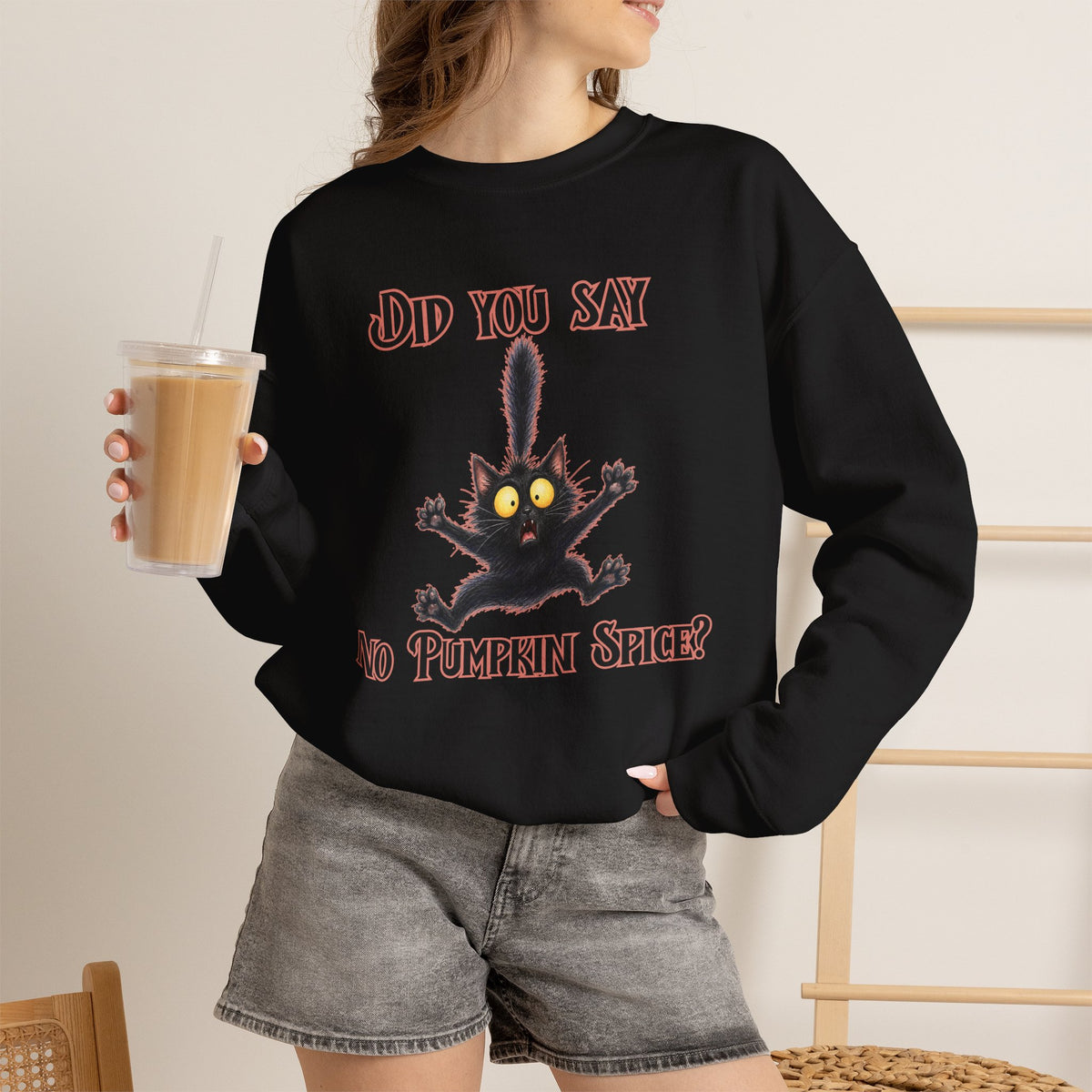 Did You Say No Pumpkin Spice? Sweatshirt | Spooky Cat Halloween Crewneck