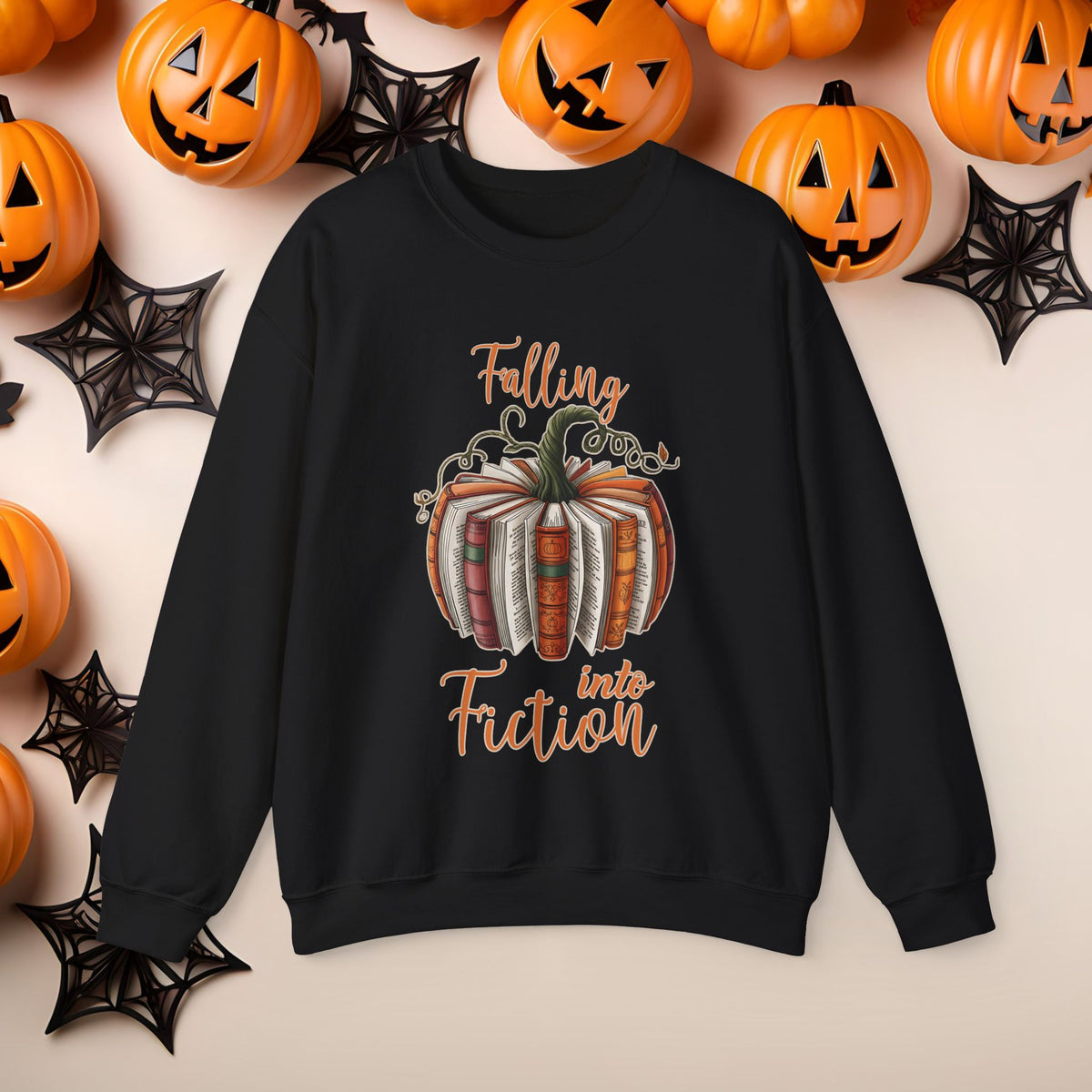 Funny Halloween Pumpkin Reading Bookish Crewneck Cute Fall Fun Pumpkin Cozy Season Sweatshirt Autumn Book Club Shirt for Mom Daughter Bestie