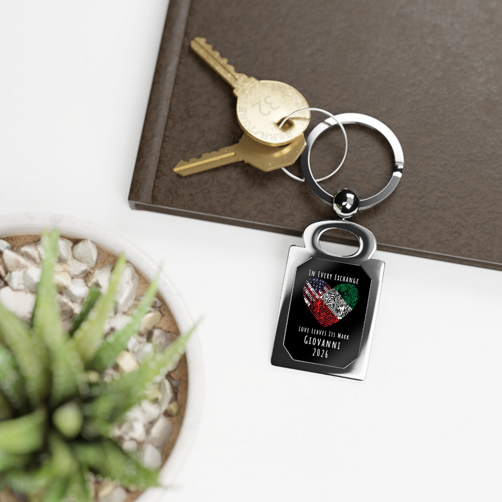Exchange Student Custom Rectangle Photo Keyring, Personalized With Two Flags, Gift From Host Family, Country Pride, Patriotic Gift